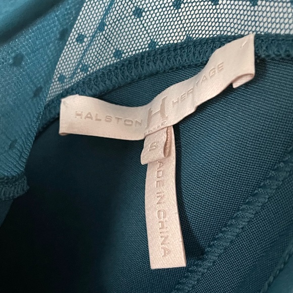 Halston Heritage Mesh Pointe Flare Dress Dark Cadmium Size Small - Picture 7 of 8